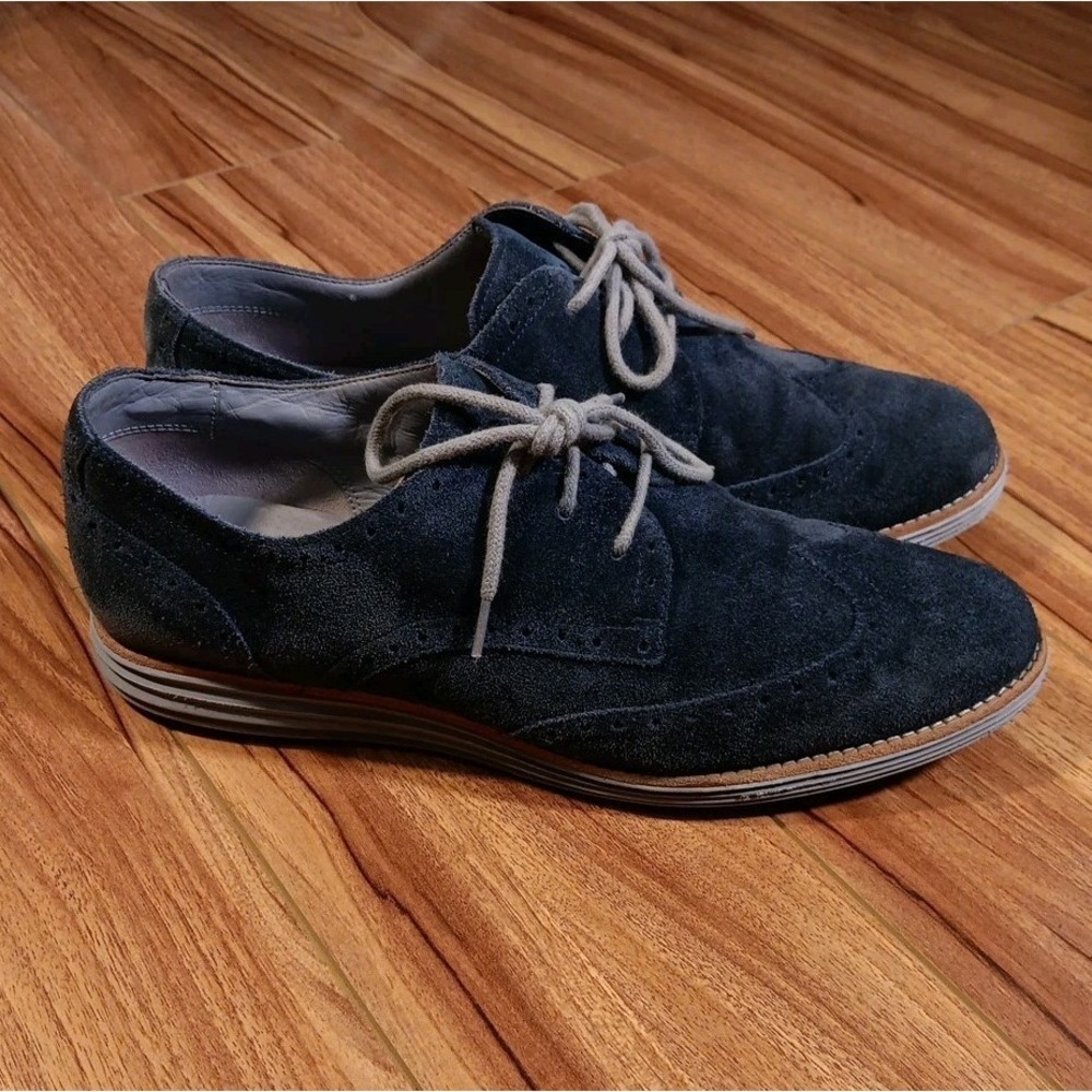Cole Haan Lunargrand Wingtip Oxford Women 10B Navy Blue Suede Leather D41699-161